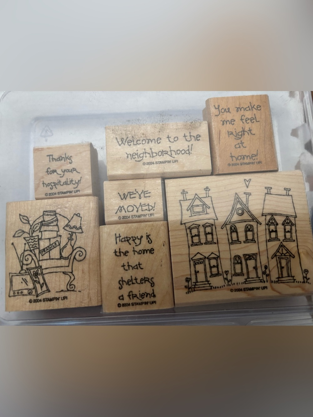 Retired Stampin' Up! Wooden “Right at Home” Stamp Set of 7